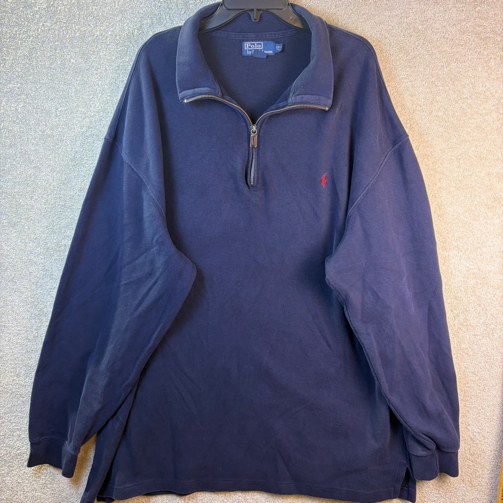 Polo Ralph Lauren 1/4 Zip Pullover Mens 2XLT Navy Blue‎ Estate Rib Knit Sweater